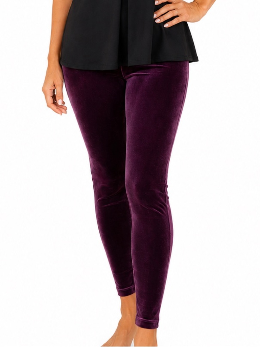 Women with Control Purple Velvet Leggings